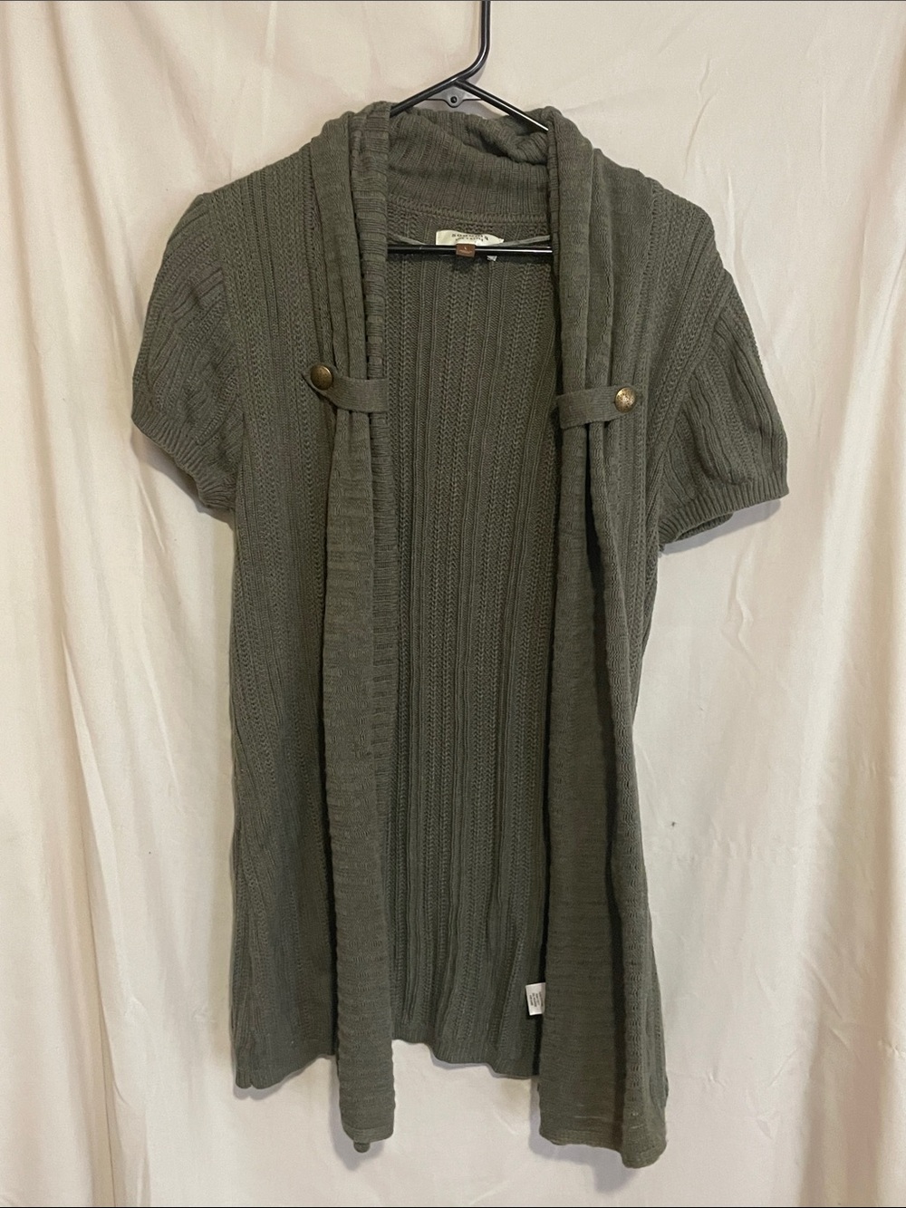 Sonoma FallOlive Short-Sleeve Open Cardigan Sweater - 100% Cotton